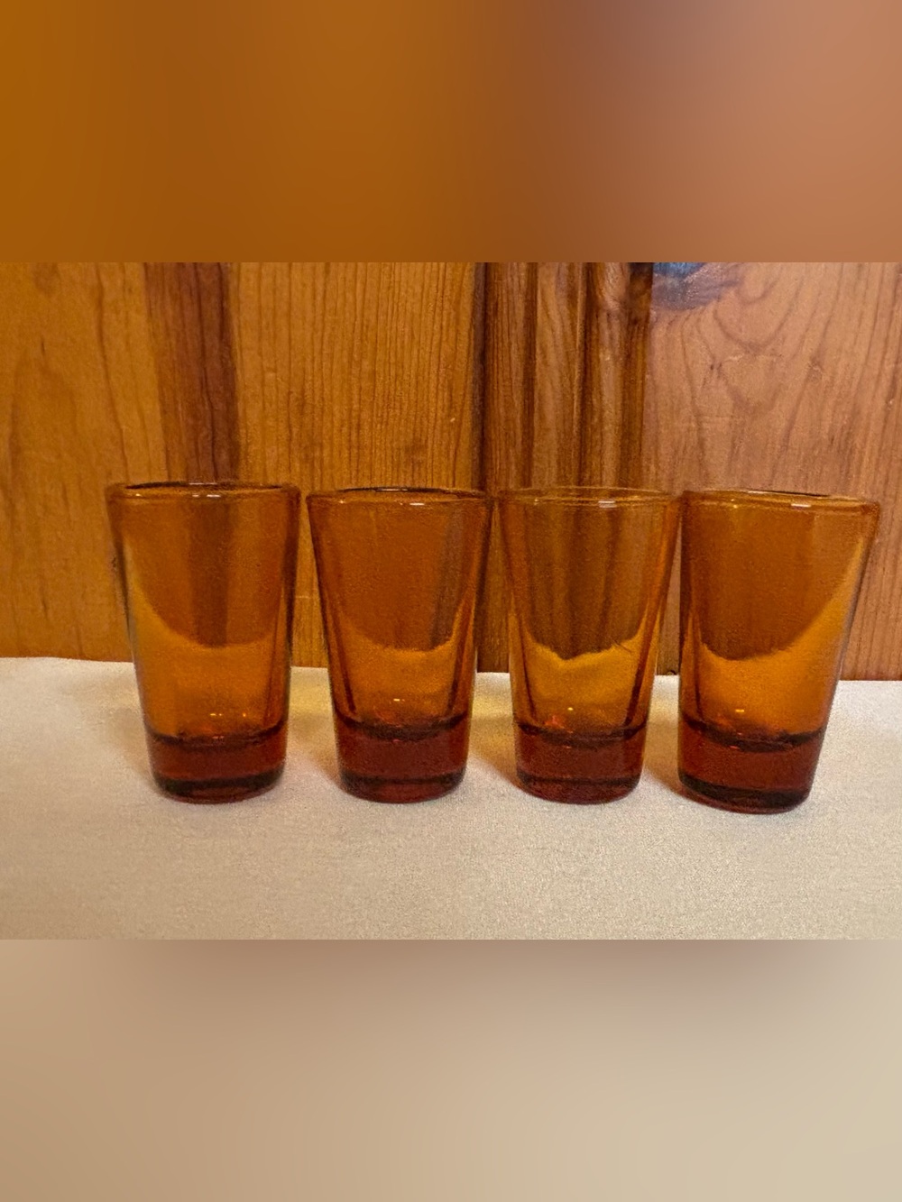 Vintage MCM Japanese Amber  Narrate Shot Glasses Set Of 4